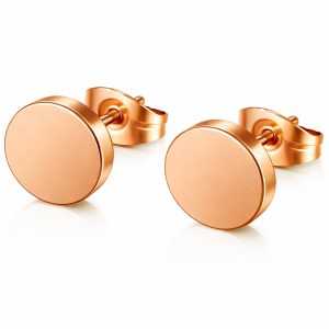 LGT Jewels Ronde oorknoppen Edelstaal Rose-12mm