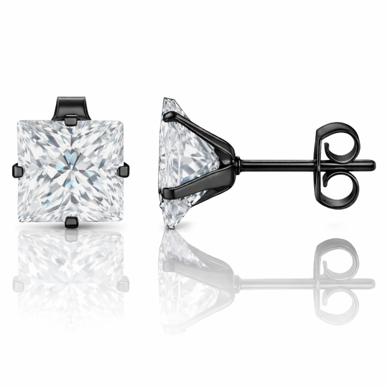 LGT JWLS Classic Stud Oorbellen Vierkant – Transparant Zwart-6mm