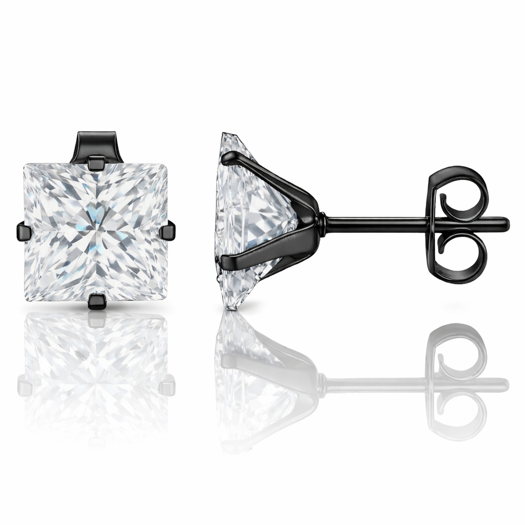 LGT JWLS Classic Stud Oorbellen Vierkant – Transparant Zwart-6mm
