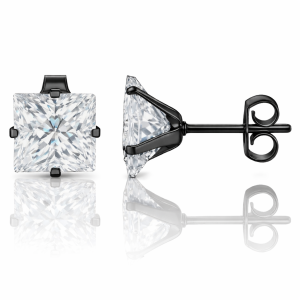 LGT JWLS Classic Stud Oorbellen Vierkant – Transparant Zwart-4mm