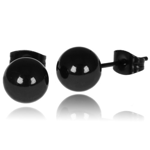 LGT Jewels Stud oorbellen Bol Zwart 4mm