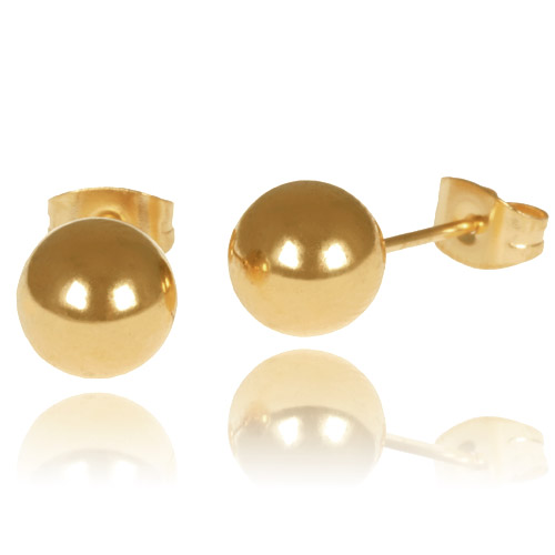 LGT Jewels Stud oorbellen Bol Goud 8mm