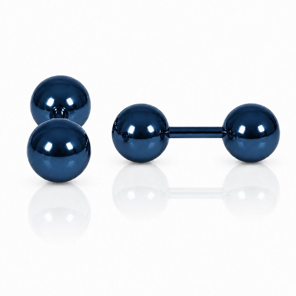 LGT Jewels Stud oorbellen Dubbele Bol Blauw 6mm
