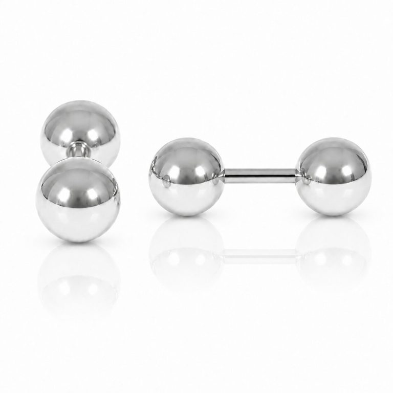 LGT Jewels Stud oorbellen Dubbele Bol Zilver 4mm