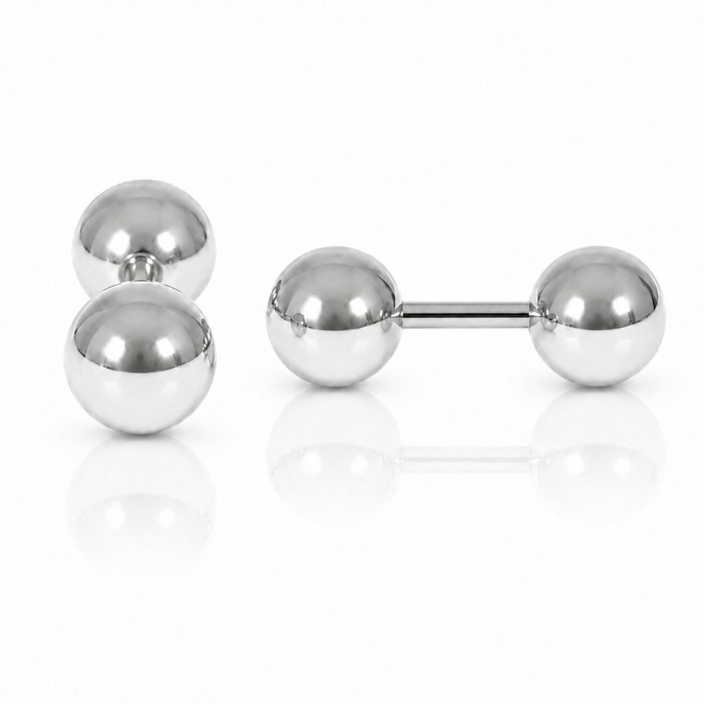 LGT Jewels Stud oorbellen Dubbele Bol Zilver 6mm