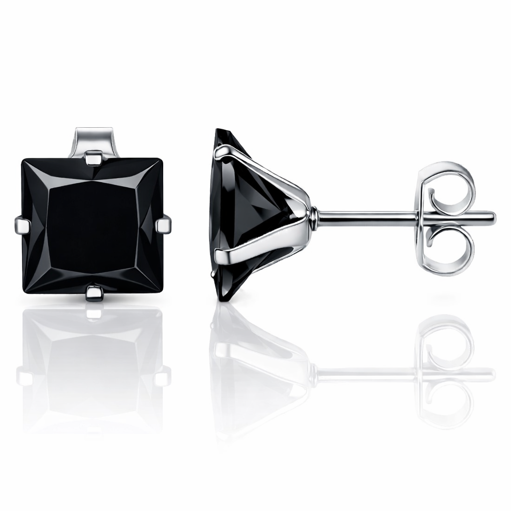 LGT JWLS Classic Stud Oorbellen Vierkant – Zwart Zilver-6mm