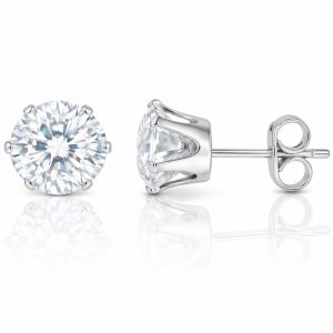 LGT Jewels Stud oorbellen Edelstaal Zilverkleurig Ronde Zirkonia Transparant-8mm
