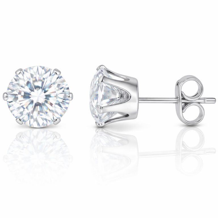 LGT Jewels Stud oorbellen Edelstaal Zilverkleurig Ronde Zirkonia Transparant-4mm