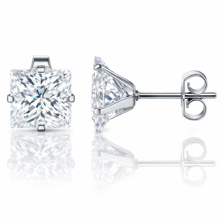LGT JWLS Classic Stud Oorbellen Vierkant – Transparant Zilver-8mm