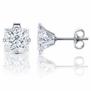 LGT JWLS Classic Stud Oorbellen Vierkant – Transparant Zilver-6mm