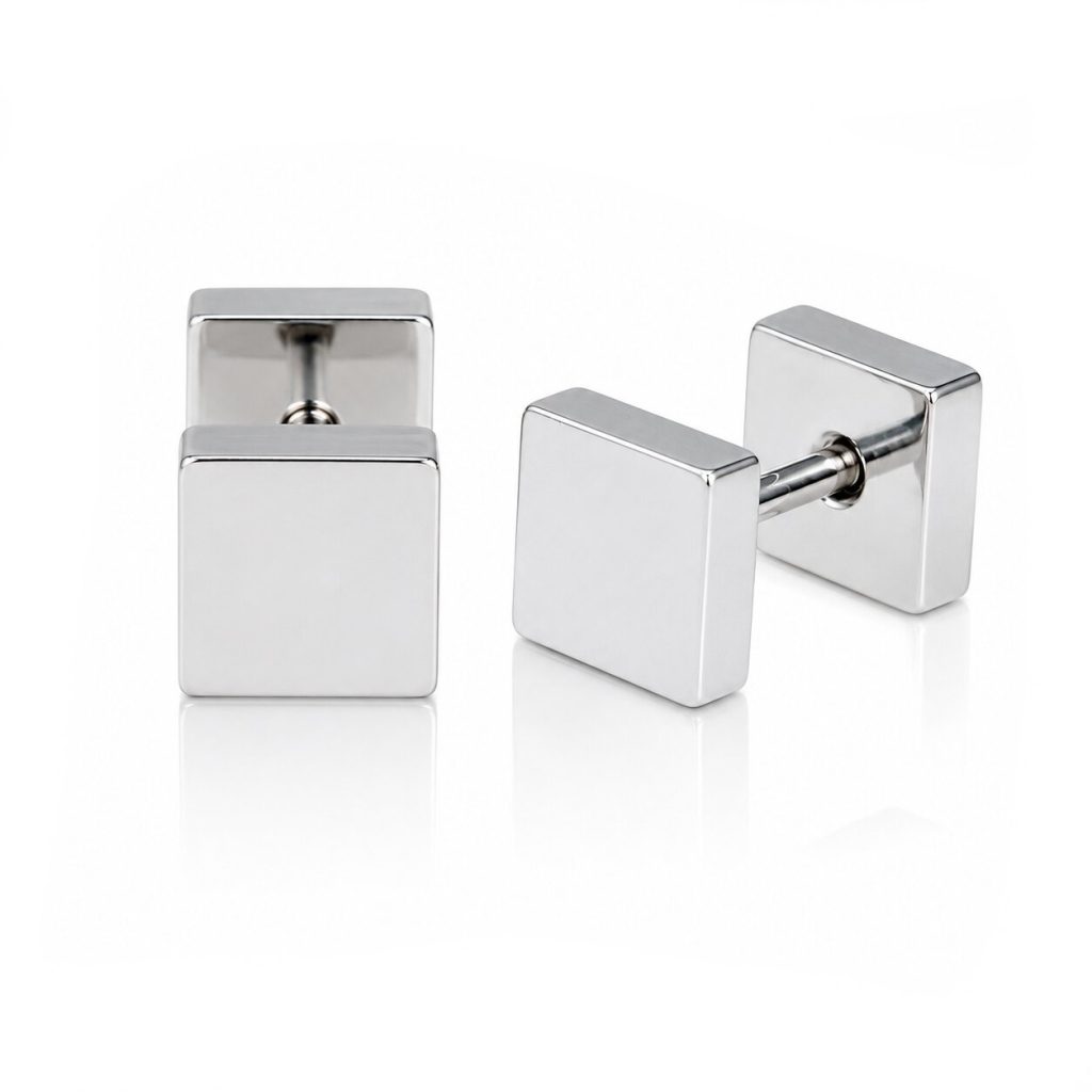 LGT Jewels Stud oorbellen Square zilver 8mm