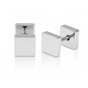 LGT Jewels Stud oorbellen Square zilver 8mm