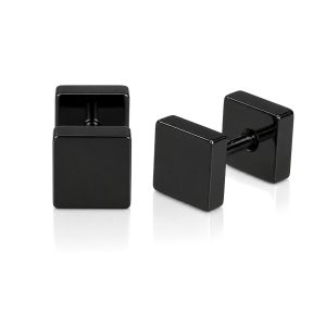 LGT Jewels Stud oorbellen Square zwart 4mm
