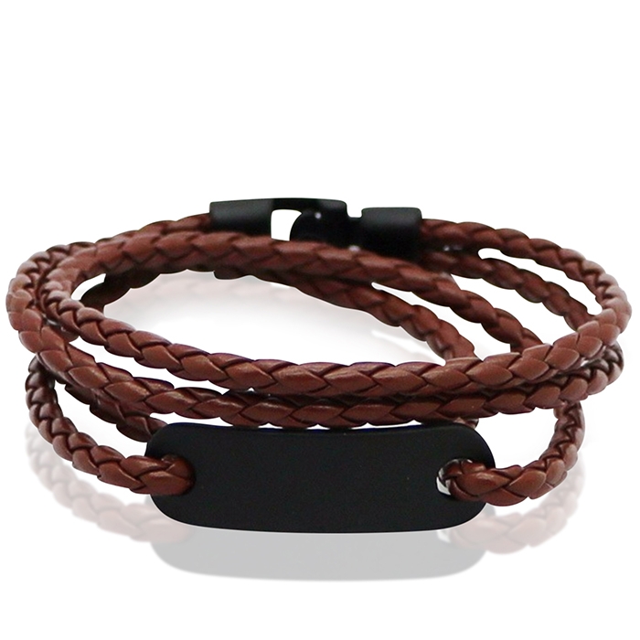 LGT Jewels Wrap armband Bruin Gevlochten leer Schuifgesp – 19.5cm
