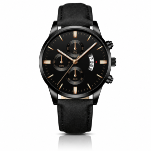 LGT JWLS Camden Zwart Roségoudkleurig Herenhorloge met Zwarte Band
