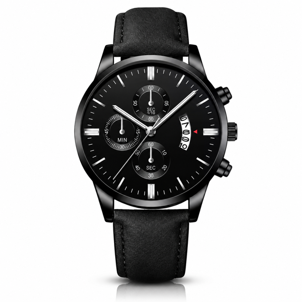 LGT JWLS Camden Zwart Zilverkleurig Herenhorloge met Zwarte Kast