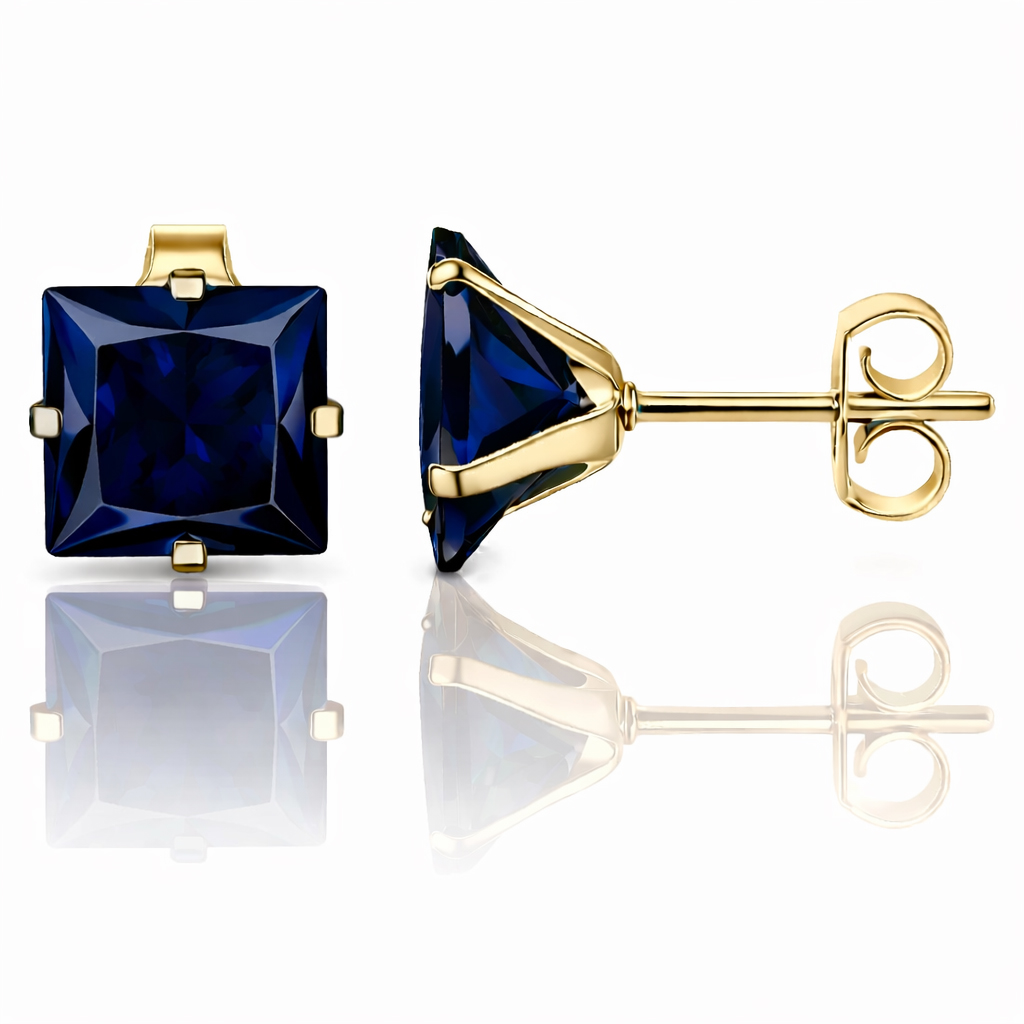 LGT JWLS Classic Stud Oorbellen Vierkant – Blauw Goud-6mm