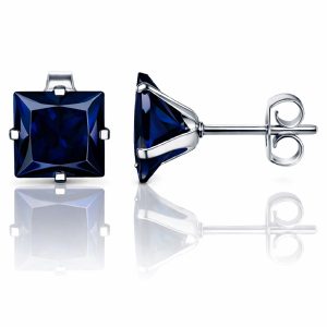 LGT JWLS Classic Stud Oorbellen Vierkant – Blauw Zilver-4mm
