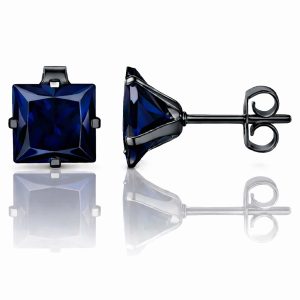 LGT JWLS Classic Stud Oorbellen Vierkant – Blauw Zwart-8mm
