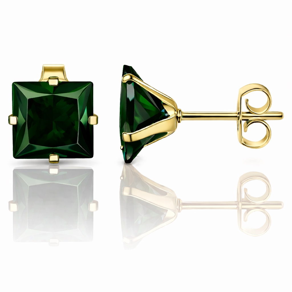 LGT JWLS Classic Stud Oorbellen Vierkant – Groen Goud-8mm