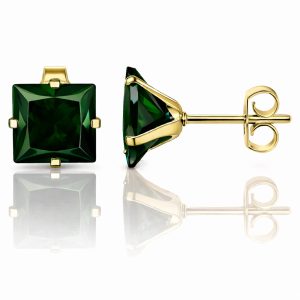 LGT JWLS Classic Stud Oorbellen Vierkant – Groen Goud-4mm