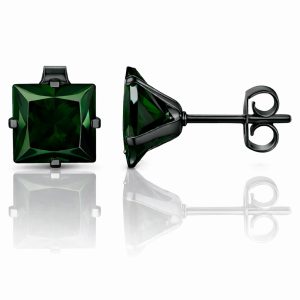 LGT JWLS Classic Stud Oorbellen Vierkant – Groen Zwart-8mm