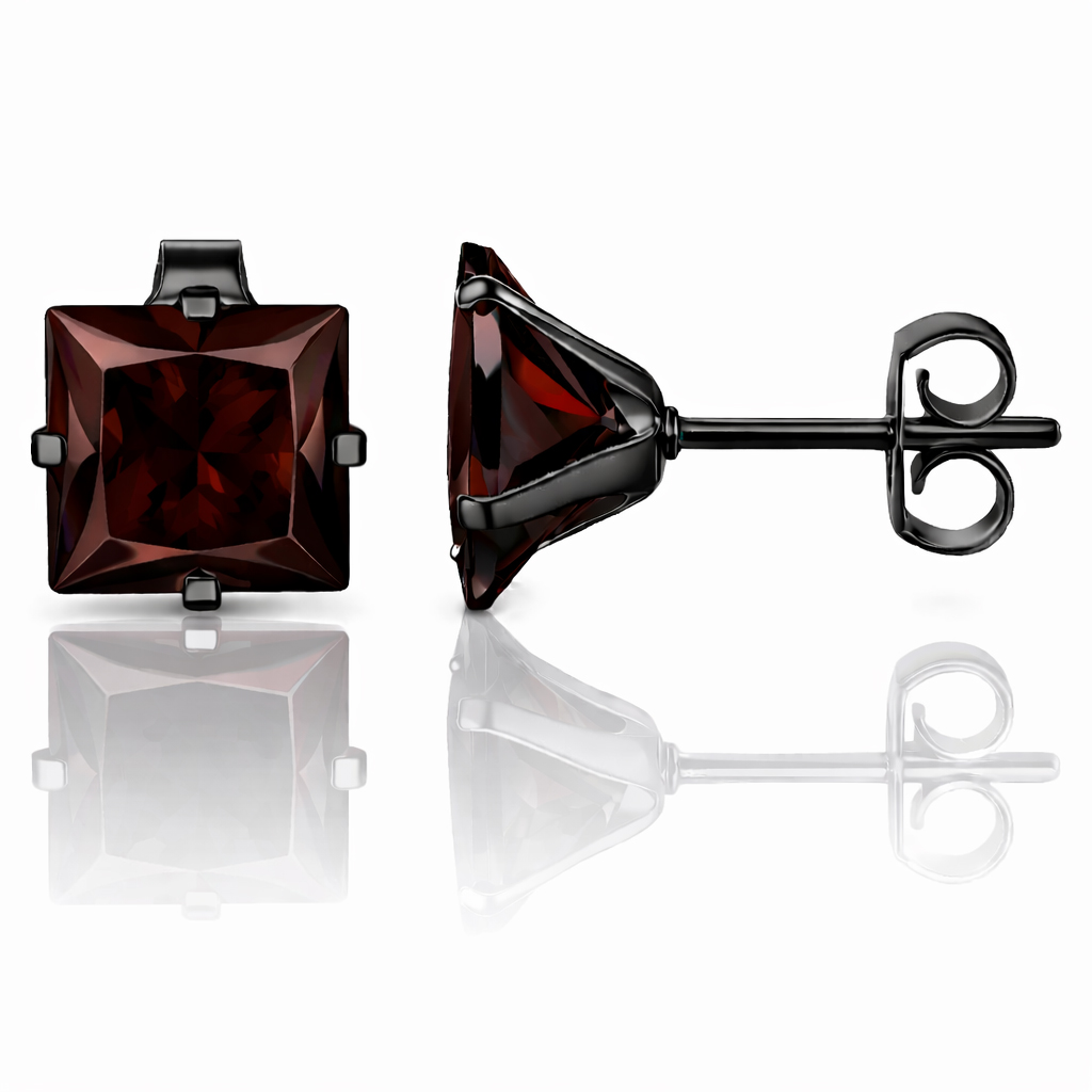 LGT JWLS Classic Stud Oorbellen Vierkant – Rood Zwart-4mm