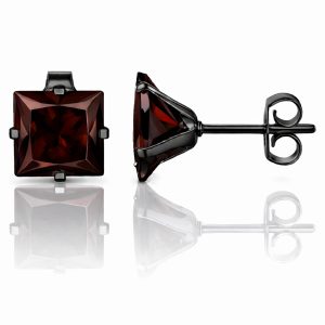 LGT JWLS Classic Stud Oorbellen Vierkant – Rood Zwart-6mm