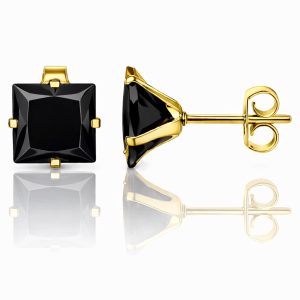 LGT JWLS Classic Stud Oorbellen Vierkant – Zwart Goud-4mm