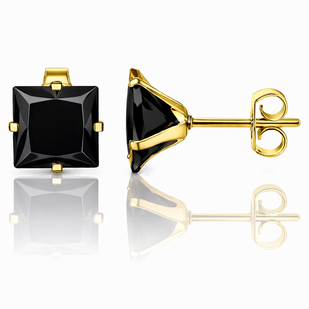 LGT JWLS Classic Stud Oorbellen Vierkant – Zwart Goud-8mm