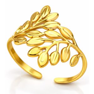 LGT JWLS Dames Ring One Size Goudkleurig Blad