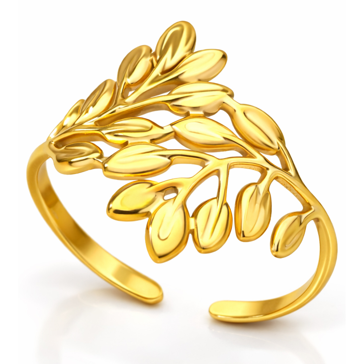 LGT JWLS Dames Ring One Size Goudkleurig Blad