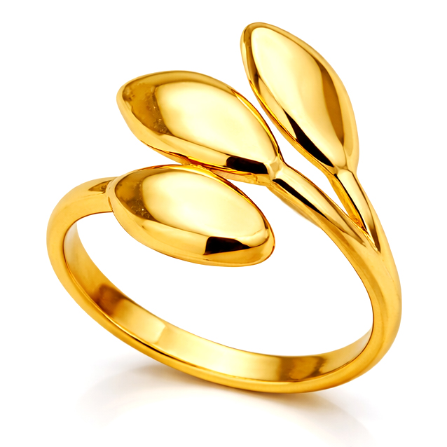 LGT JWLS Dames Ring One Size Goudkleurig Drie Bladeren