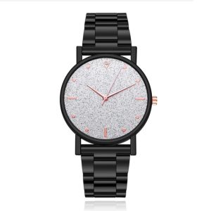 LGT JWLS Dameshorloge – Sterrenhemel Design – Zilver Wijzerplaat – Zwart & Rose Goud