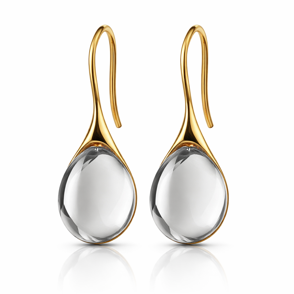 LGT JWLS Druppel Oorbellen voor Dames – Verguld met Smokey Zirkonia Druppelstenen