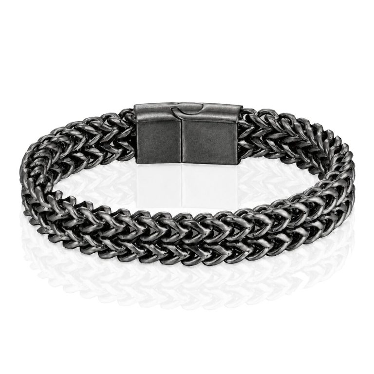 LGT JWLS Heren Armband – Dubbele Curb Chain van Retro Zilver Edelstaal-23cm