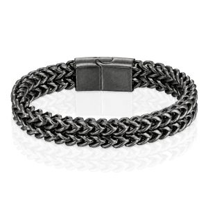 LGT JWLS Heren Armband – Dubbele Curb Chain van Retro Zilver Edelstaal-21cm
