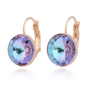 LGT JWLS Oorbellen Dames met Multicolor Glassteen en Rosegoudkleurige Laagje