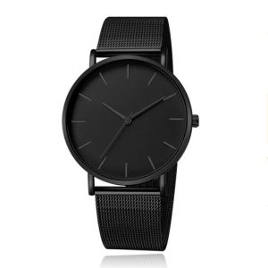 LGT JWLS Vintage Herenhorloge – Luxe Meshband – Helemaal Zwart – Zwarte Wijzerplaat