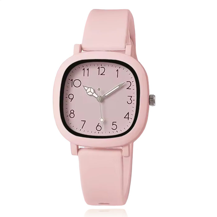 LGT Pastelroze quartz dameshorloge met siliconen band