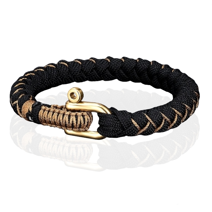 Luxe Survival Stijl Armband – Goud Zwart-20cm