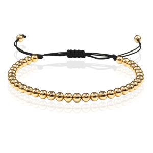 Macrame Armband Dames – 5mm Goudkleurige Kralen