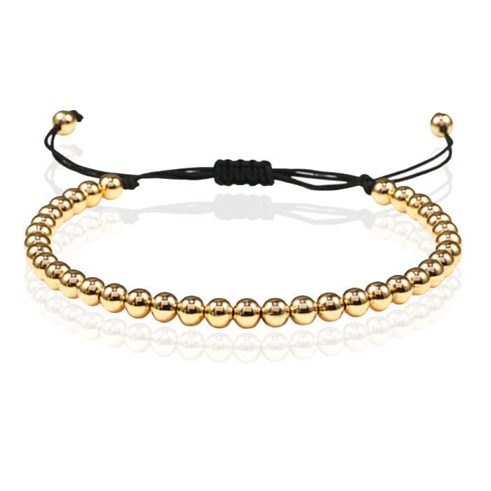 Macrame Armband Dames – 5mm Goudkleurige Kralen