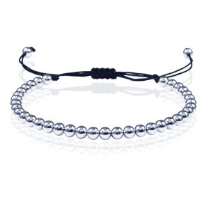 Macrame Armband Dames – 5mm Zilveren Kralen