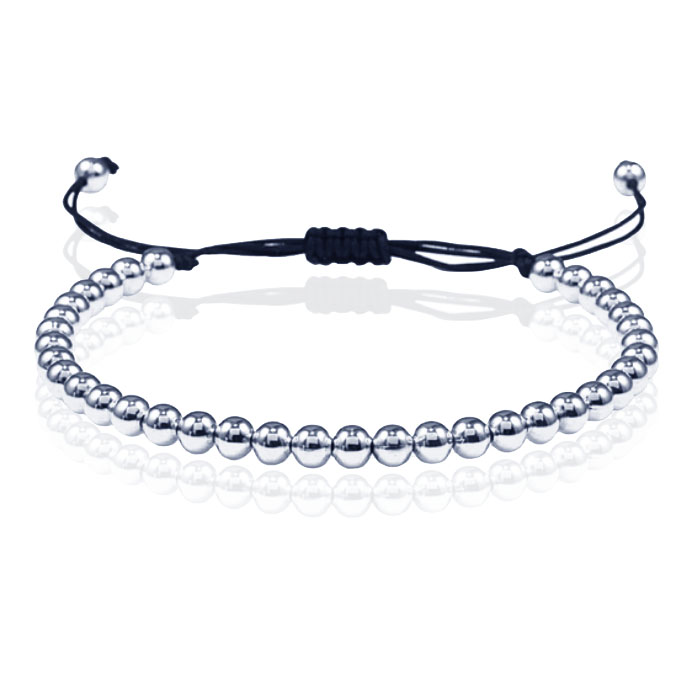 Macrame Armband Dames – 5mm Zilveren Kralen