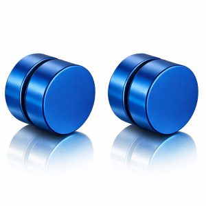 Magnetische Stud oorbellen Blauw 8mm