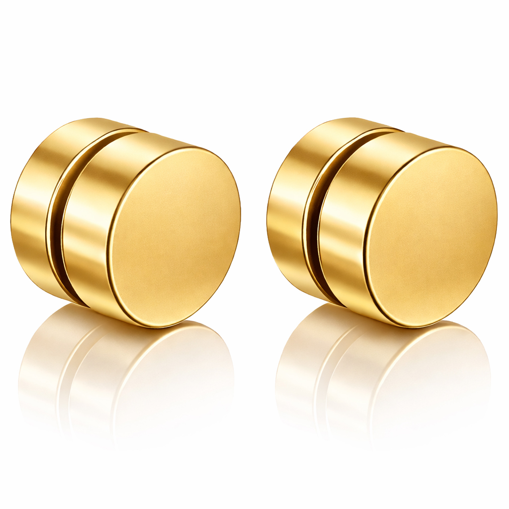 Magnetische Stud oorbellen Goud 8mm