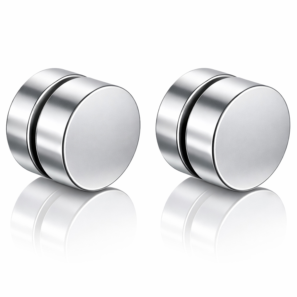Magnetische Stud oorbellen Zilver 8mm
