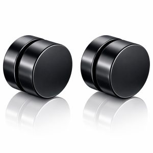 Magnetische Stud oorbellen Zwart -6mm