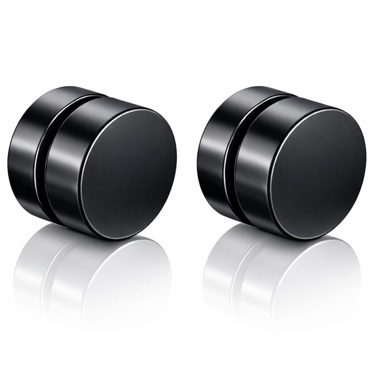 Magnetische Stud oorbellen Zwart -6mm